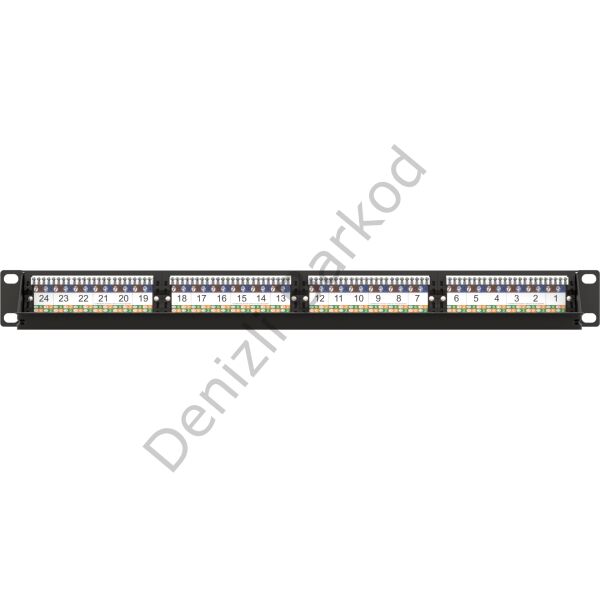 AGER AC-611-24E 8P8C,LSA,ALTIN KONTAK 24 PORT CAT6 DOLU 1U ZIRHSIZ PATCH PANEL