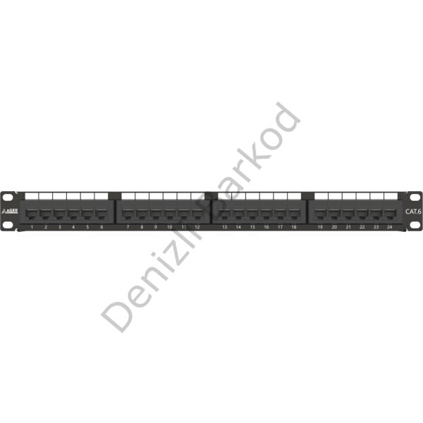 AGER AC-611-24E 8P8C,LSA,ALTIN KONTAK 24 PORT CAT6 DOLU 1U ZIRHSIZ PATCH PANEL