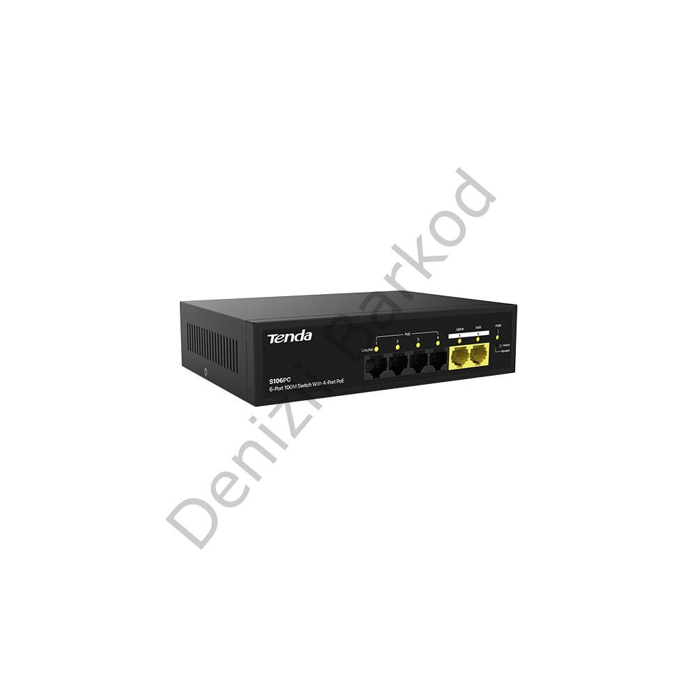 TENDA S106PC 6 PORT 10/100 4 PORT POE 2 PORT UPLINK 55w YONETILEMEZ DESKTOP SWITCH