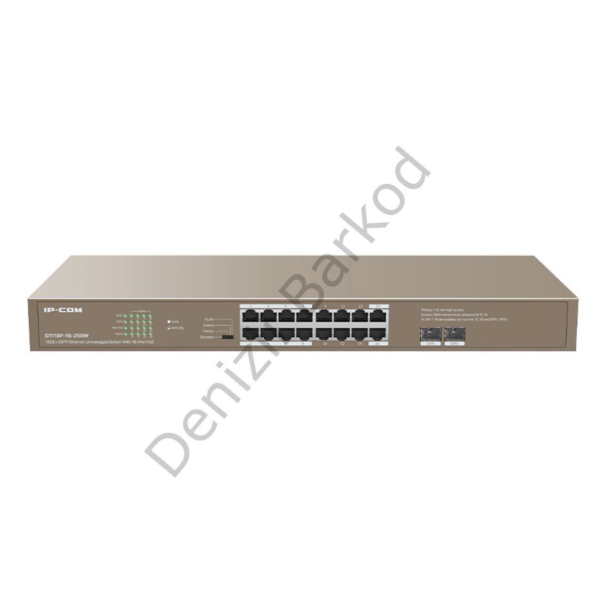 IP-COM G3318P-16-250W 16 PORT 10/100/1000 16 PORT POE 2 X SFP 250W CLOUD YÖNETİLEBİLİR RACK MOUNT SWITCH