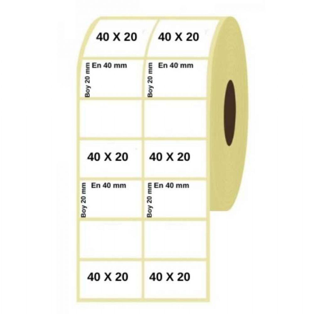 40x20 Kuşe Etiket - 4000 Adet (2’li Yanyana)