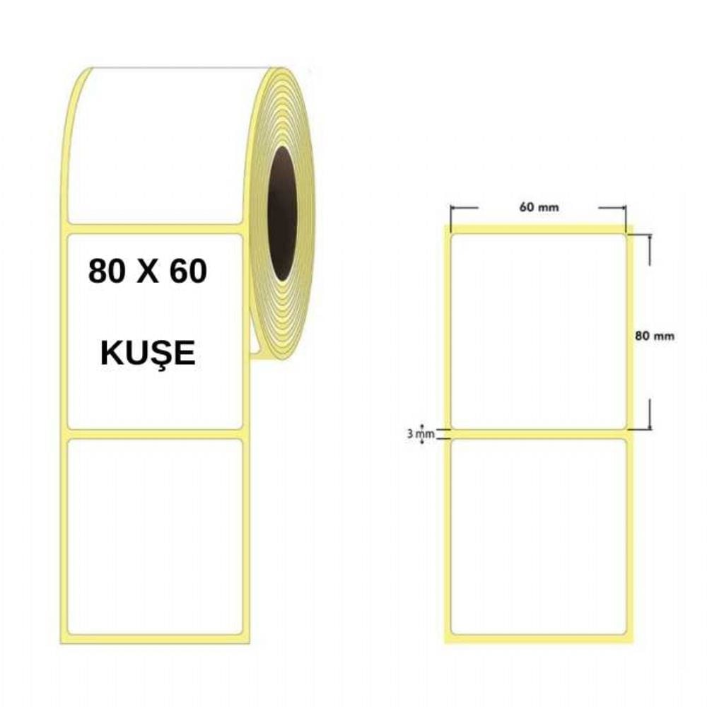 80x60 Kuşe Etiket - Tekli 1000 Sarım