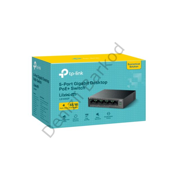 TP-LINK LS105GP 5 PORT 10/100/1000 4 PORT POE+ YONETILEMEZ DESKTOP SWITCH METAL KASA