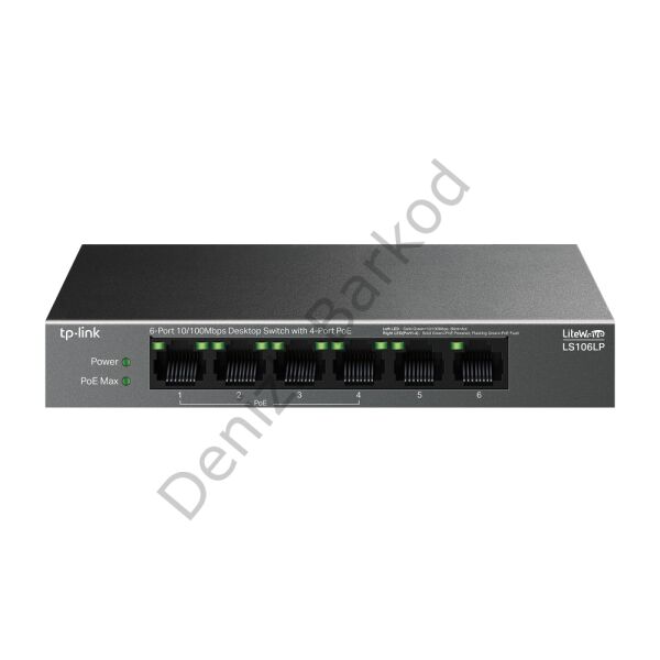 TP-LINK LS106LP 6 PORT 10/100 4 PORT POE+ YONETILEMEZ DESKTOP SWITCH METAL KASA