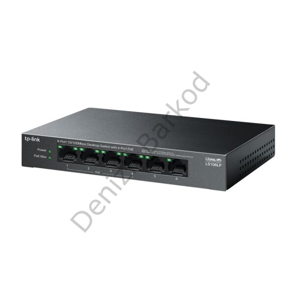 TP-LINK LS106LP 6 PORT 10/100 4 PORT POE+ YONETILEMEZ DESKTOP SWITCH METAL KASA