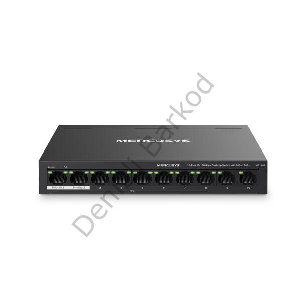 TP-LINK MERCUSYS MS110P 10 PORT 10/100 8 PORT POE+ YONETILEMEZ DESKTOP SWITCH METAL KASA