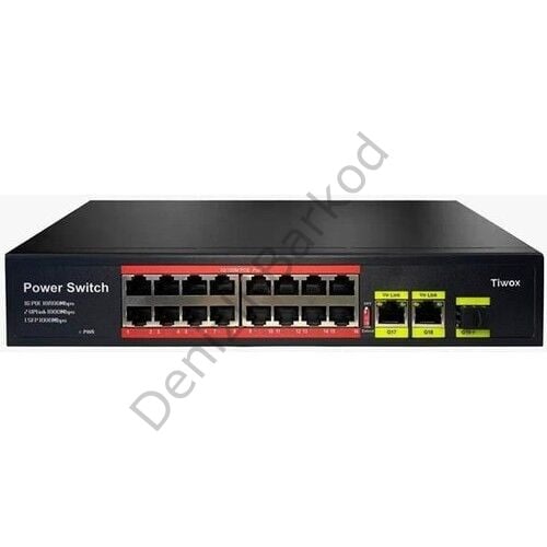 TIWOX TP-1621SFP 16 PORT 10/100 16 PORT POE 2XGE UPLINK + 1 SFP 200W YONETILEMEZ RACK MOUNT SWITCH