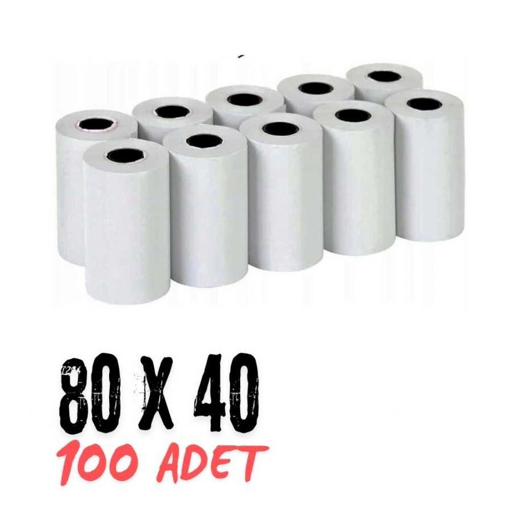 Adisyon Fiş Yazıcı Kağıdı Rulo 80x40 - 100 Adet (1 Koli)