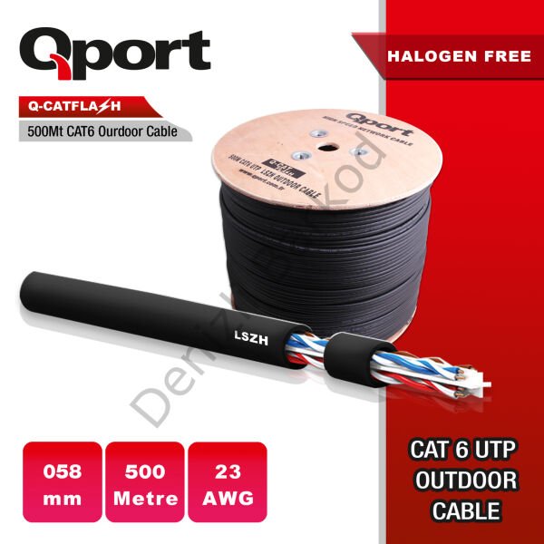 QPORT Q-CATFLASH 500MT CAT6 OUTDOOR LSZH NETWORK KABLO 23 AWG