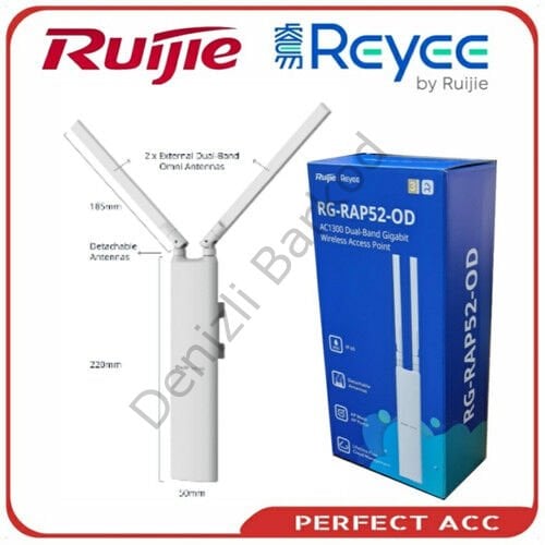 RUIJIE REYEE RG-RAP52-OD Wi-Fi 5 AC1300 1PORT GIGABIT 2X2 MU-MIMO 2.4/5GHz POE ADAPTORSUZ OUTDOOR OMNI ANTEN (360 DERECE