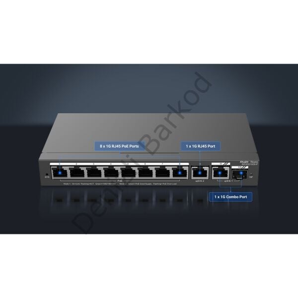 RUIJIE RG-ES210GS-P 8 PORT 10/100/1000 8 PORT POE 1XGE UPLINK 1 X SFP 120W RUJIE CLOUD YONETILEBILIR DESKTOP SWITCH