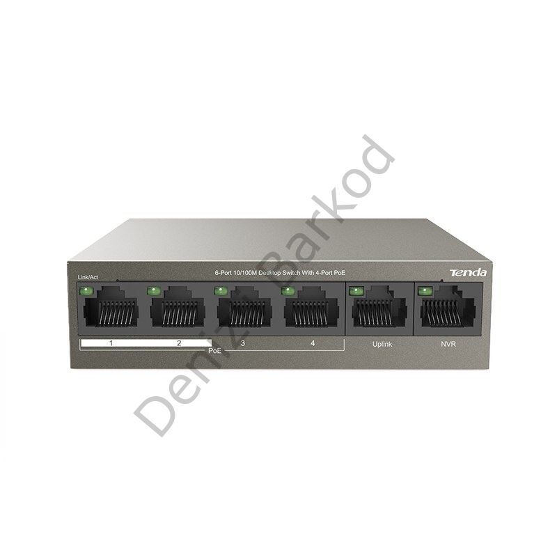 TENDA TEF1106P-4-63W 6 PORT 10/100 4 POE + 2 UPLINK 63WATT YONETILEMEZ SWITCH