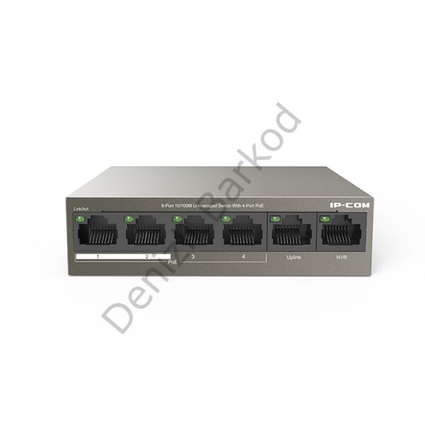 IP-COM F1106P-4-63W 4 PORT 10/100 4 PORT POE 2 X FE UPLINK 63W YONETILEMEZ DESKTOP SWITCH