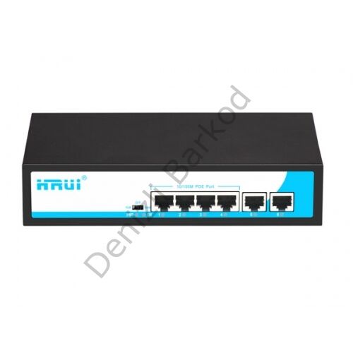 HRUI HR901-AF-4P2U 4 PORT 10/100 4 PORT POE 2 PORT UPLINK 55W YONETILEMEZ DESKTOP SWITCH